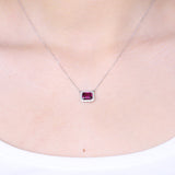 Isabella 14K White Gold Emerald-Cut Garnet Pendant