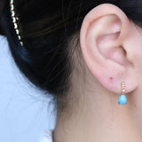 Astrid 10K Yellow Gold Pear-Cab Turquoise Earrings