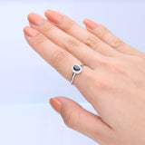 Alivia 10K White Gold Oval-Cut Ceylon Blue Sapphire Ring