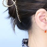 Kinsley 10K Yellow Gold Pear-Cut Mexican Fire Opal Earring