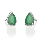 Salma 14K White Gold Pear-Cut Natural Zambian Emerald Earring