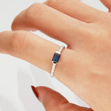 Meredith 10K White Gold Emerald-Cut Ceylon Blue Sapphire Ring