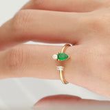 Exquisite Beauty: Romina 14K Yellow Gold Ring with Pear-Cut Natural Zambian Emerald