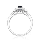 Ainhoa 14K White Gold Emerald-Cut Ceylon Blue Sapphire Ring