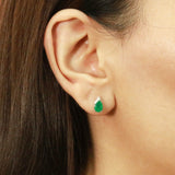 Salma 14K White Gold Pear-Cut Natural Zambian Emerald Earring