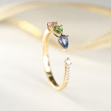 Madilyn 14K Yellow Gold Pear-Cut Multi Sapphire Ring