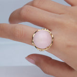 Zara 14K Yellow Gold Round-Cab Peruvian Pink Opal Ring