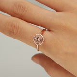 Alina 10K Rose Gold Round-Cut Madagascar Morganite Ring