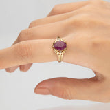Chana 10K Yellow Gold Oval-Cut Mozambique Ruby Ring