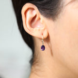 Haley 14K Yellow Gold Oval-Cut Brazilian Amethyst Earring