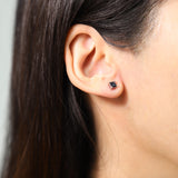 Hallie 14K White Gold Square-Cut Ceylon Blue Sapphire Earring