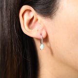 Aya 10K White Gold Oval-Cut Natural African Opal Earring