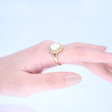 Aleah 10K Yellow Gold Oval-Tab Natural African Opal Ring