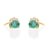 Emilee 10K Yellow Gold Oval-Cut Natural Zambian Emerald Earring