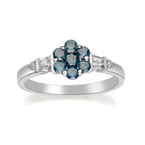 Charley 10K White Gold Round Cut Blue Diamond Ring