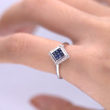Melissa 10K White Gold Princess-Cut Ceylon Blue Sapphire Ring
