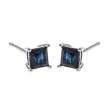 Hallie 14K White Gold Square-Cut Ceylon Blue Sapphire Earring