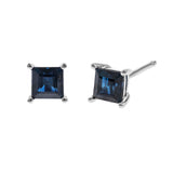 Hallie 14K White Gold Square-Cut Ceylon Blue Sapphire Earring