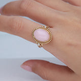 Eva 14K Yellow Gold Oval-Tab Peruvian Pink Opal Ring