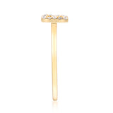 B Initial 14K Yellow Gold Round-Cut White Diamond Ring