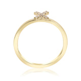 X Initial 14K Yellow Gold Round-Cut White Diamond Ring