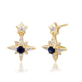 Amari 10K Yellow Gold Round-Cut Ceylon Blue Sapphire Earrings