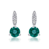 Aaliyah 14K White Gold Round-Cut Natural Zambian Emerald Earrings