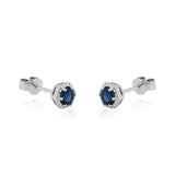 Flora 14K White Gold Round-Cut Ceylon Blue Sapphire Earrings