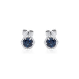 Flora 14K White Gold Round-Cut Ceylon Blue Sapphire Earrings
