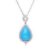 Brielle 14K White Gold Pear-Cab Arizona Turquoise Pendant