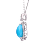 Brielle 14K White Gold Pear-Cab Arizona Turquoise Pendant