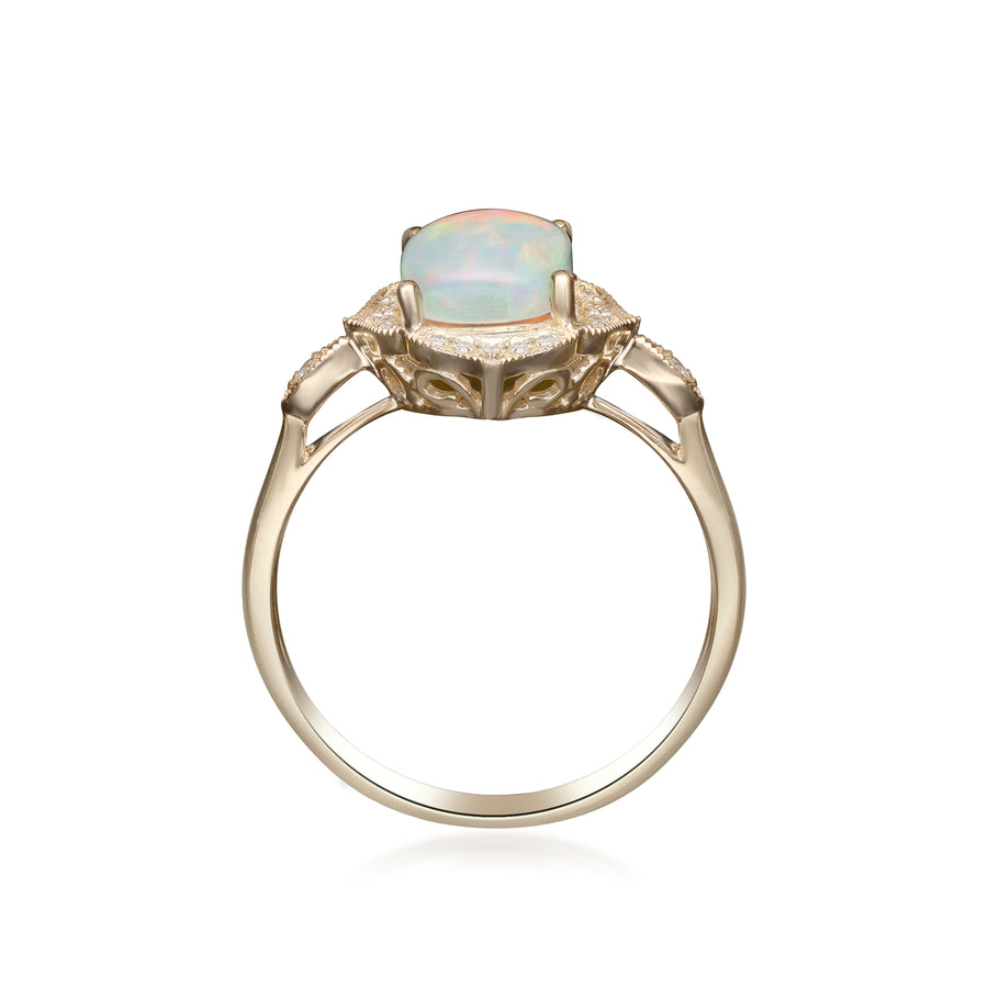 Ruth 14K Yellow Gold Cushion-Cut Natural African Opal Ring