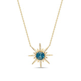 Stella 14K Yellow Gold Round-Cut Brazilian London Blue Topaz Necklace