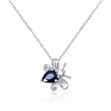 Piper 10K White Gold Pear-Cut Blue Sapphire Pendant