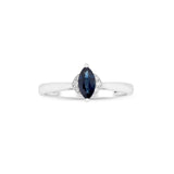 June 10K White Gold Marquise-Cut Blue Sapphire Ring