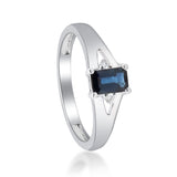 Amelia 10K White Gold Emerald-Cut Blue Sapphire Ring