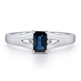 Emersyn 10K White Gold Emerald-Cut Blue Sapphire Ring