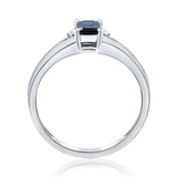 Amelia 10K White Gold Emerald-Cut Blue Sapphire Ring