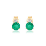 Mila 10K Yellow Gold Round-Cut Natural Zambian Emerald Earrings