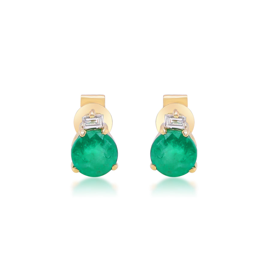 Mila 10K Yellow Gold Round-Cut Natural Zambian Emerald Earrings