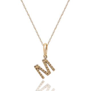M Paisley 14K Yellow Gold Round-Cut White Diamond Pendant