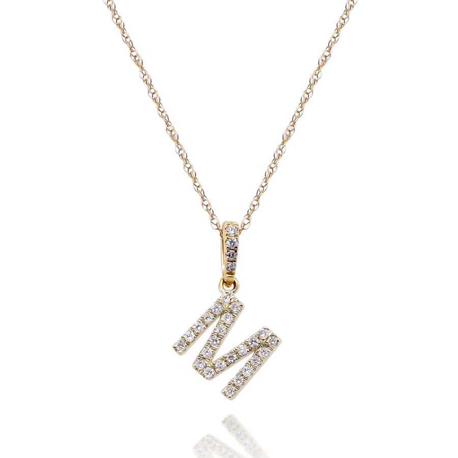 M Paisley 10K Yellow Gold Round-Cut White Diamond Pendant