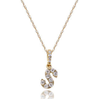 S Paisley 14K Yellow Gold Round-Cut White Diamond Pendant