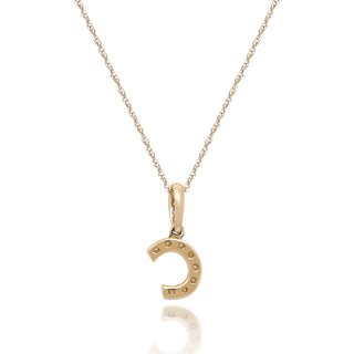 C Paisley 14K Yellow Gold Round-Cut White Diamond Pendant