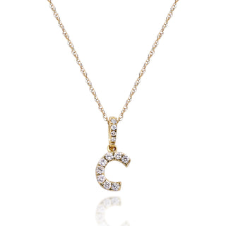 C Paisley 14K Yellow Gold Round-Cut White Diamond Pendant