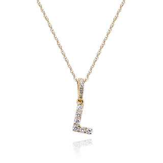 L Paisley 14K Yellow Gold Round-Cut White Diamond Pendant
