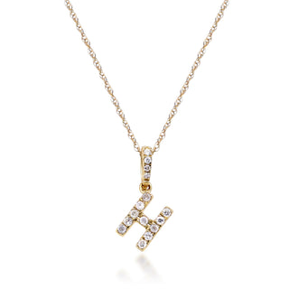 H Paisley 14K Yellow Gold Round-Cut White Diamond Pendant