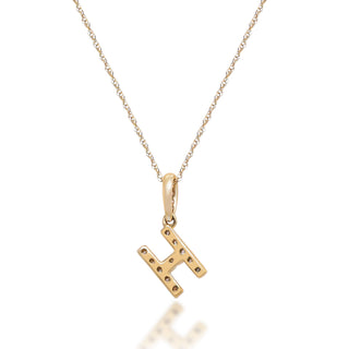 H Paisley 14K Yellow Gold Round-Cut White Diamond Pendant