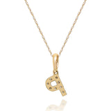 P Paisley 10K Yellow Gold Round-Cut White Diamond Pendant