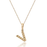 V Paisley 10K Yellow Gold Round-Cut White Diamond Pendant
